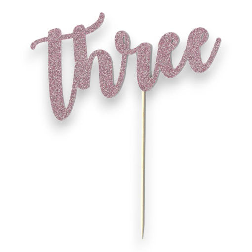 Picture of THREE CAKE TOPPER PINK GLITTER